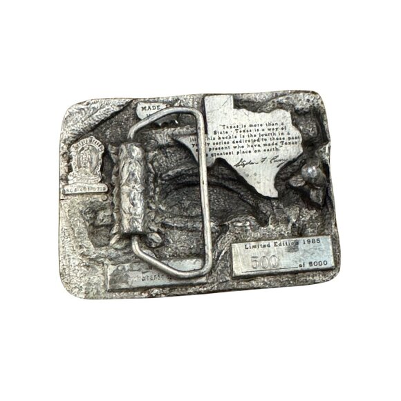 Vintage 1985 Texas Commemorative Limited Edition Belt Buckle Metal Western Desig - Picture 2 of 9